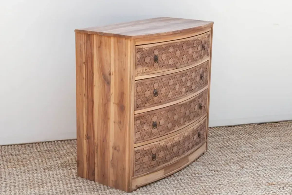 Handsome Reclaimed Teak Carved Dresser - de-cor - Handcrafted
