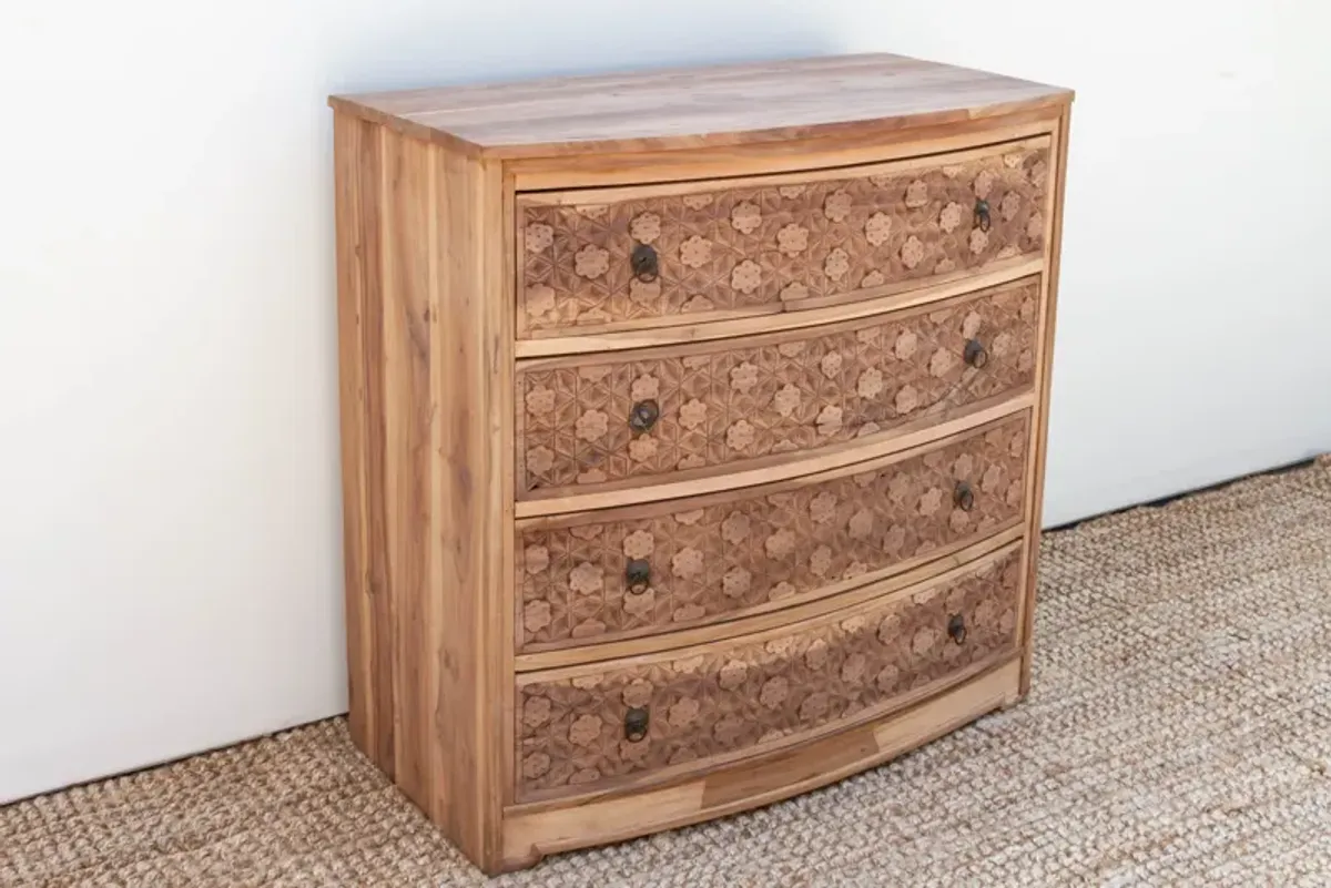 Handsome Reclaimed Teak Carved Dresser - de-cor - Handcrafted