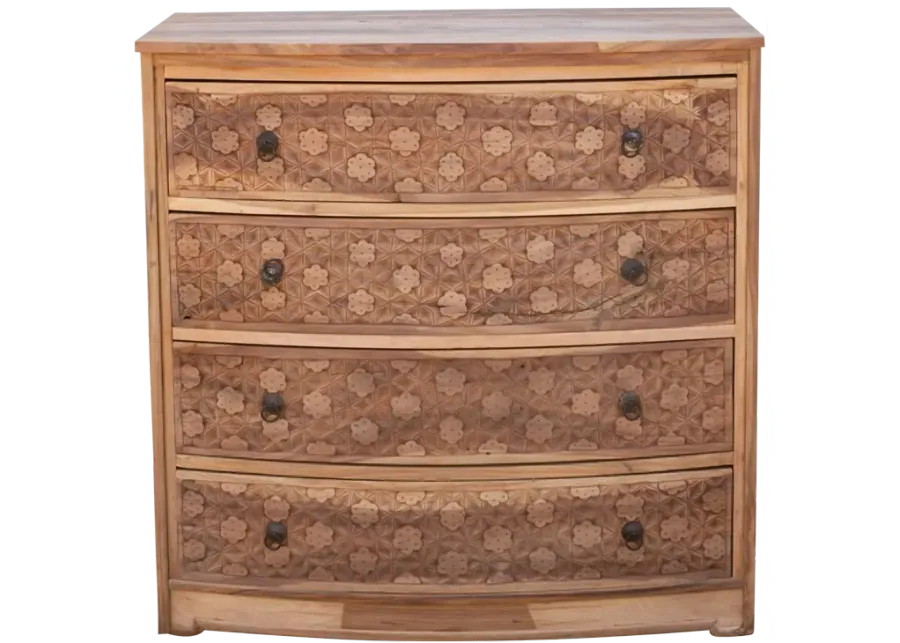 Handsome Reclaimed Teak Carved Dresser - Handcrafted