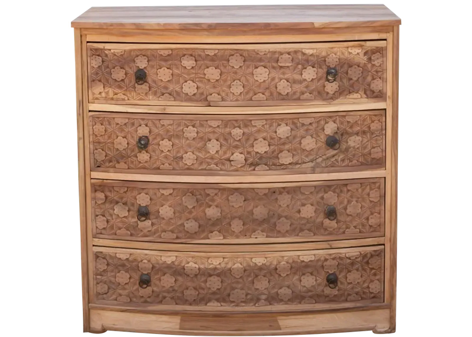 Handsome Reclaimed Teak Carved Dresser - Handcrafted