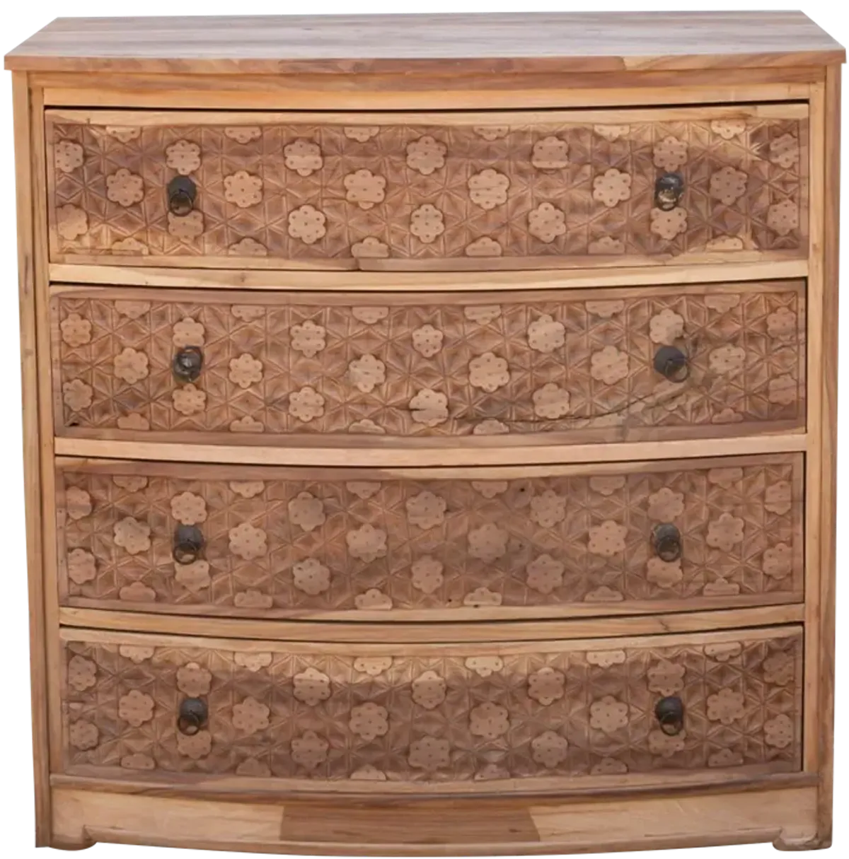 Handsome Reclaimed Teak Carved Dresser - Handcrafted