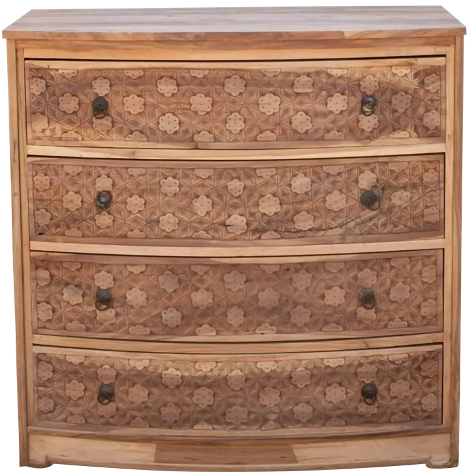 Handsome Reclaimed Teak Carved Dresser - Handcrafted