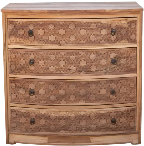 Handsome Reclaimed Teak Carved Dresser - de-cor - Handcrafted