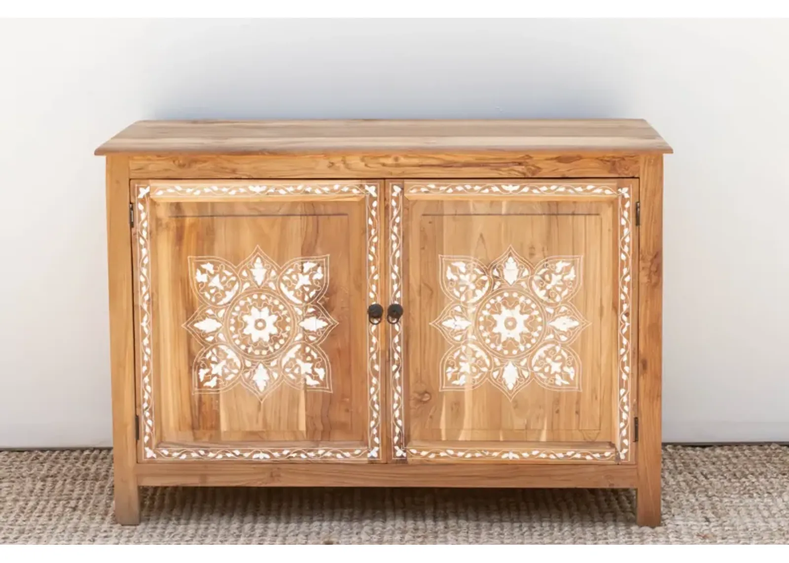 Bleached Damascus Inlay Buffet Cabinet - Brown