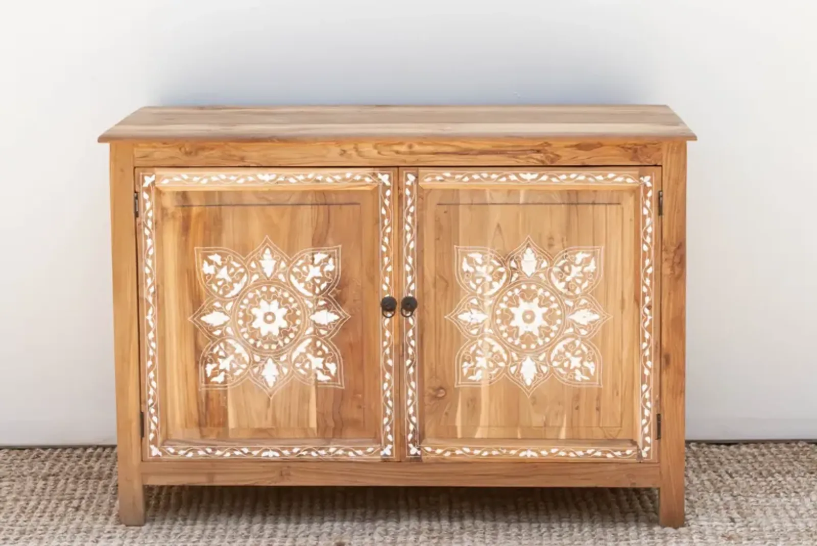 Bleached Damascus Inlay Buffet Cabinet - Brown