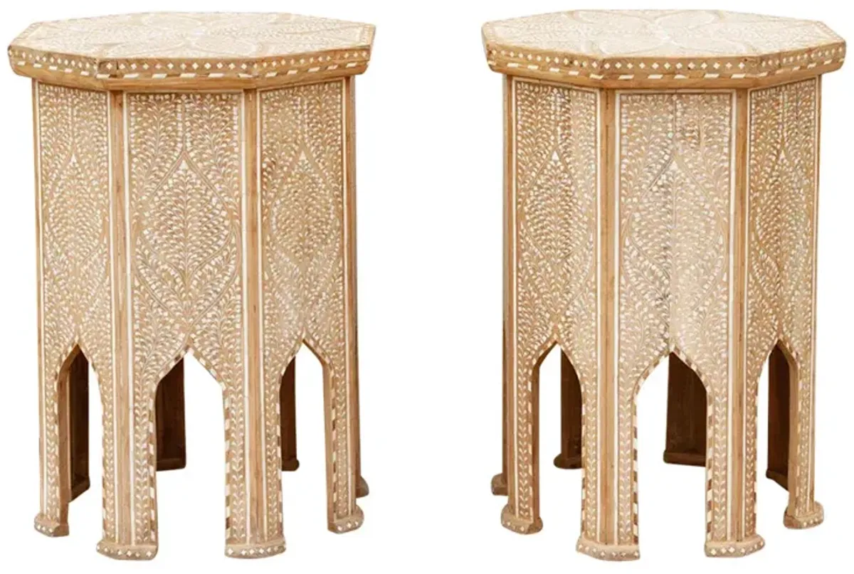 Fine Bleached & Inlay End Table - Set of 2