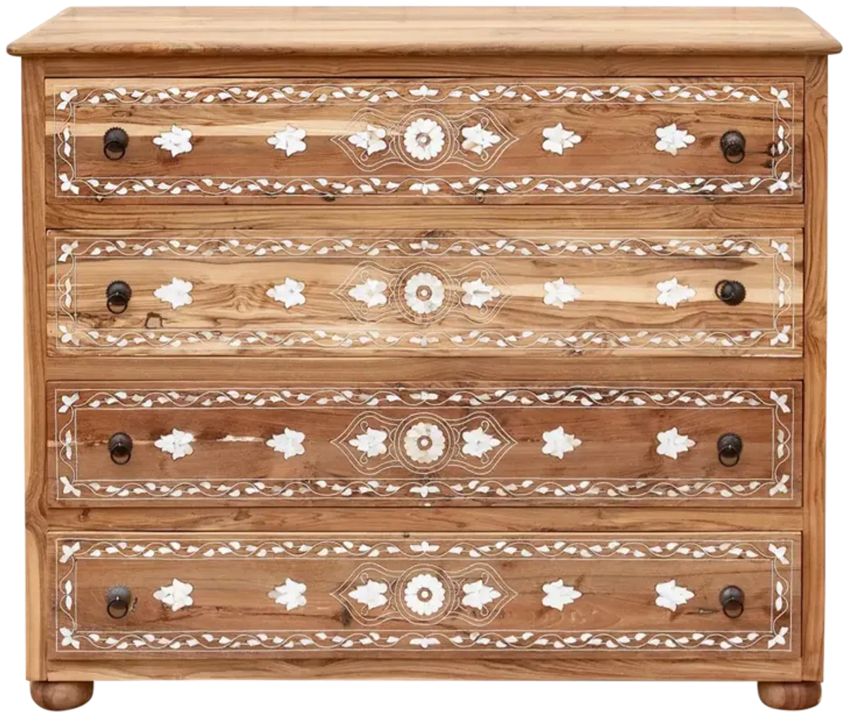Bleached Teak Damascus Inlay Dresser - de-cor