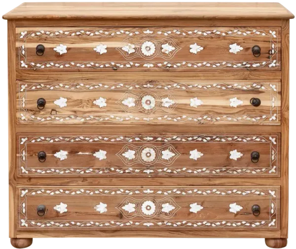 Bleached Teak Damascus Inlay Dresser - de-cor