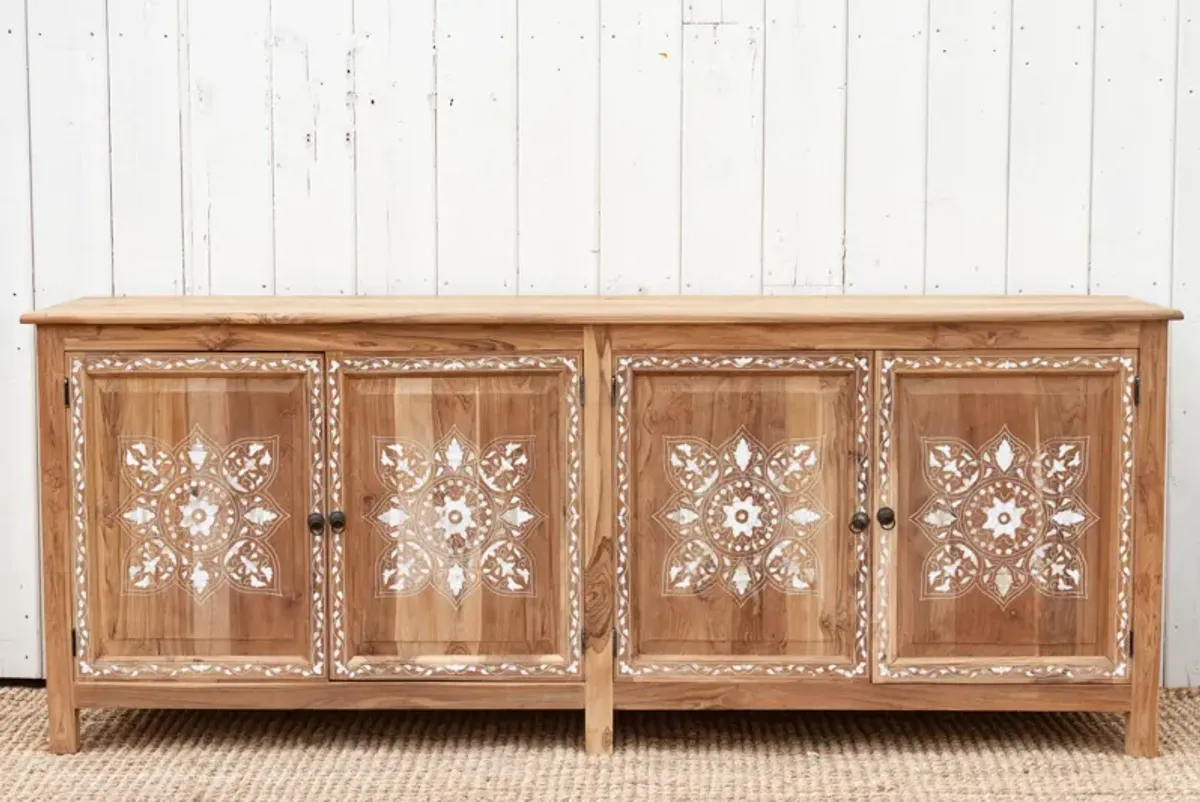 Bleached Teak Damascus Inlay Sideboard