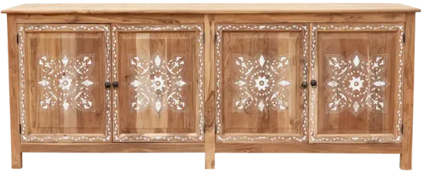 Bleached Teak Damascus Inlay Sideboard - de-cor