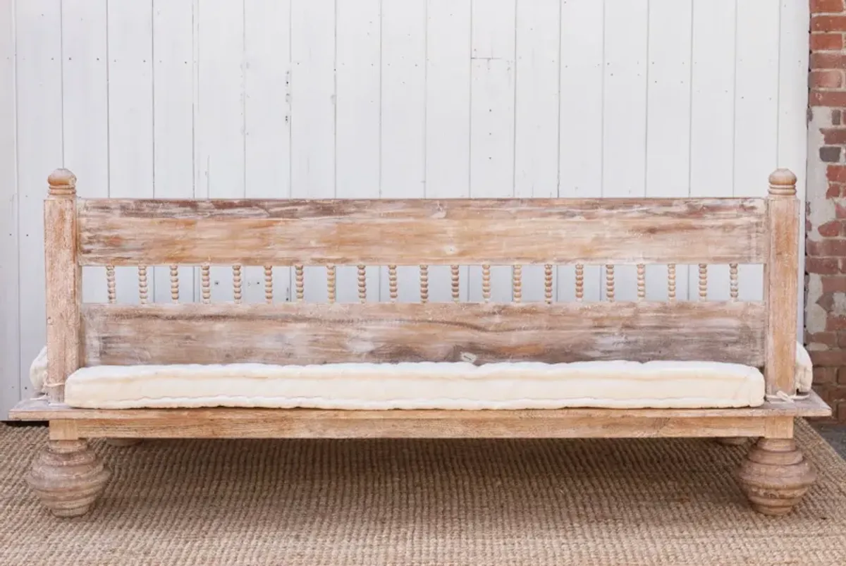 Carved Whitewash Reclaimed Wood Daybed - Handcrafted - Comfortable, Sturdy