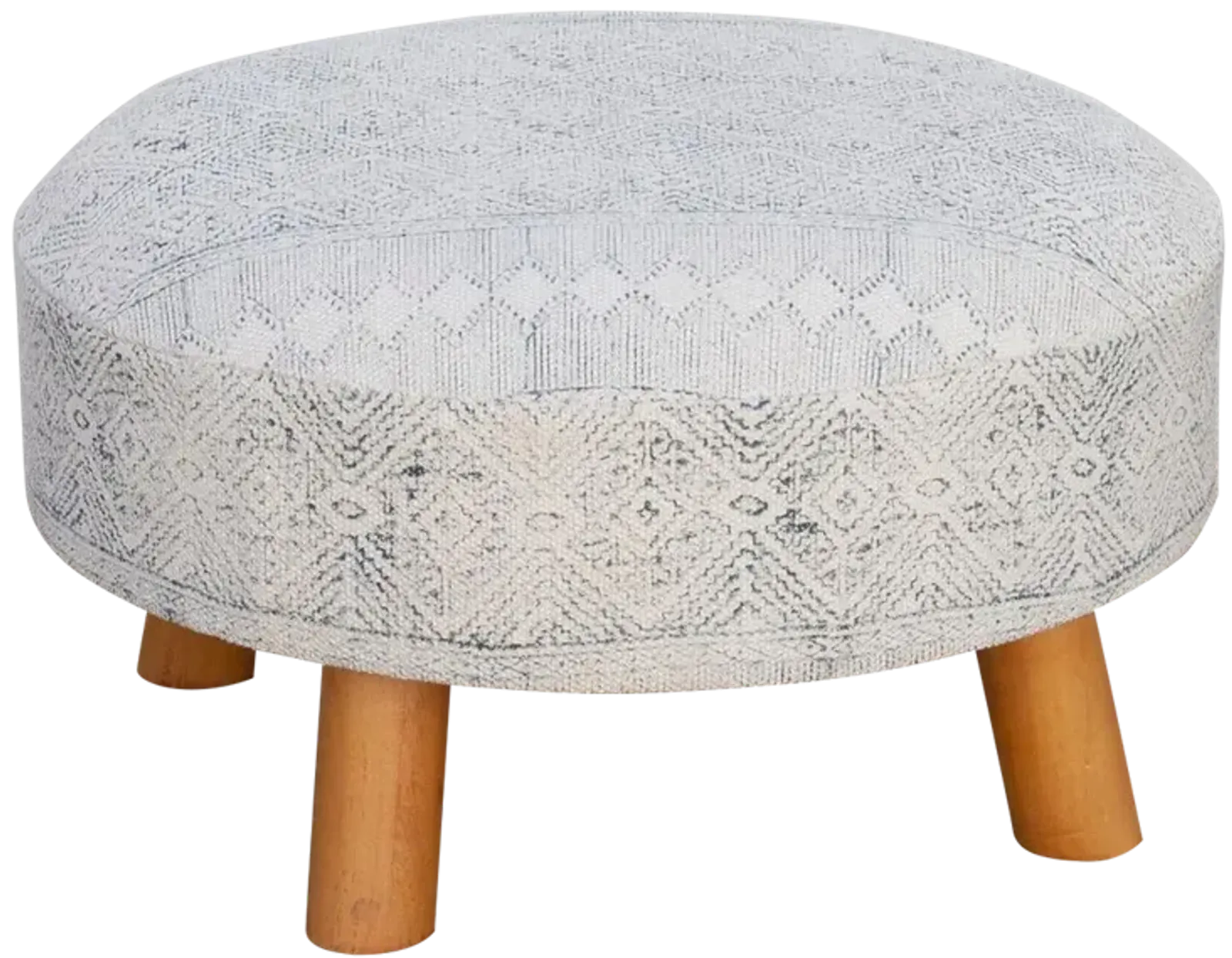 White & Blue Tribal Dhurrie Ottoman