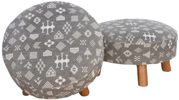 Pair of Black & White Mali Ottoman - de-cor