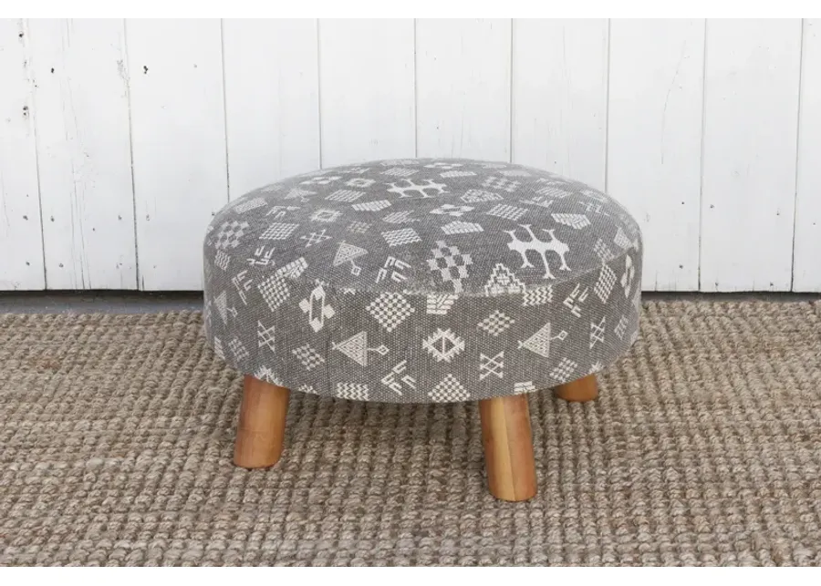 Mali Black & White Dhurrie Ottoman