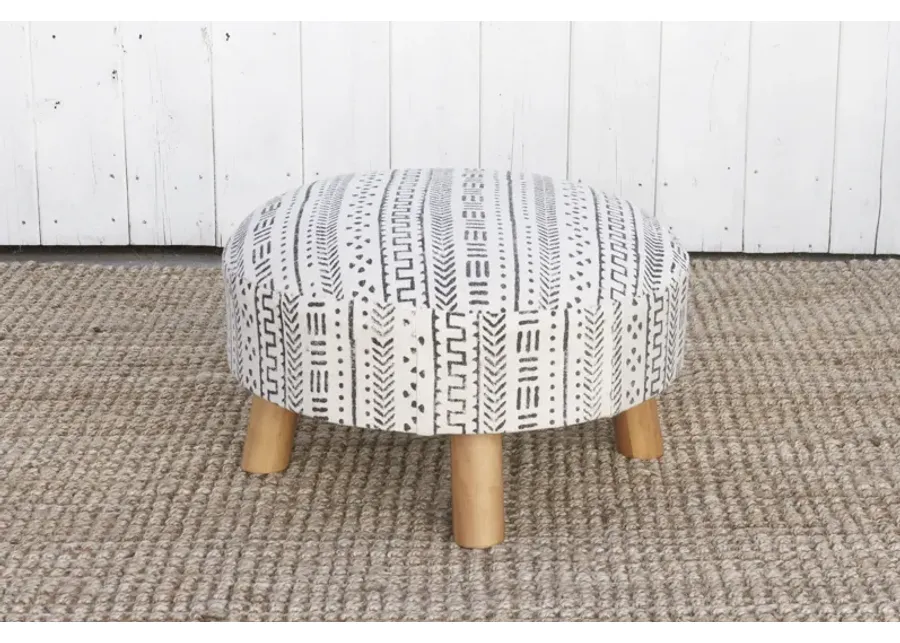 Pair of White & Black Mudcloth Ottoman