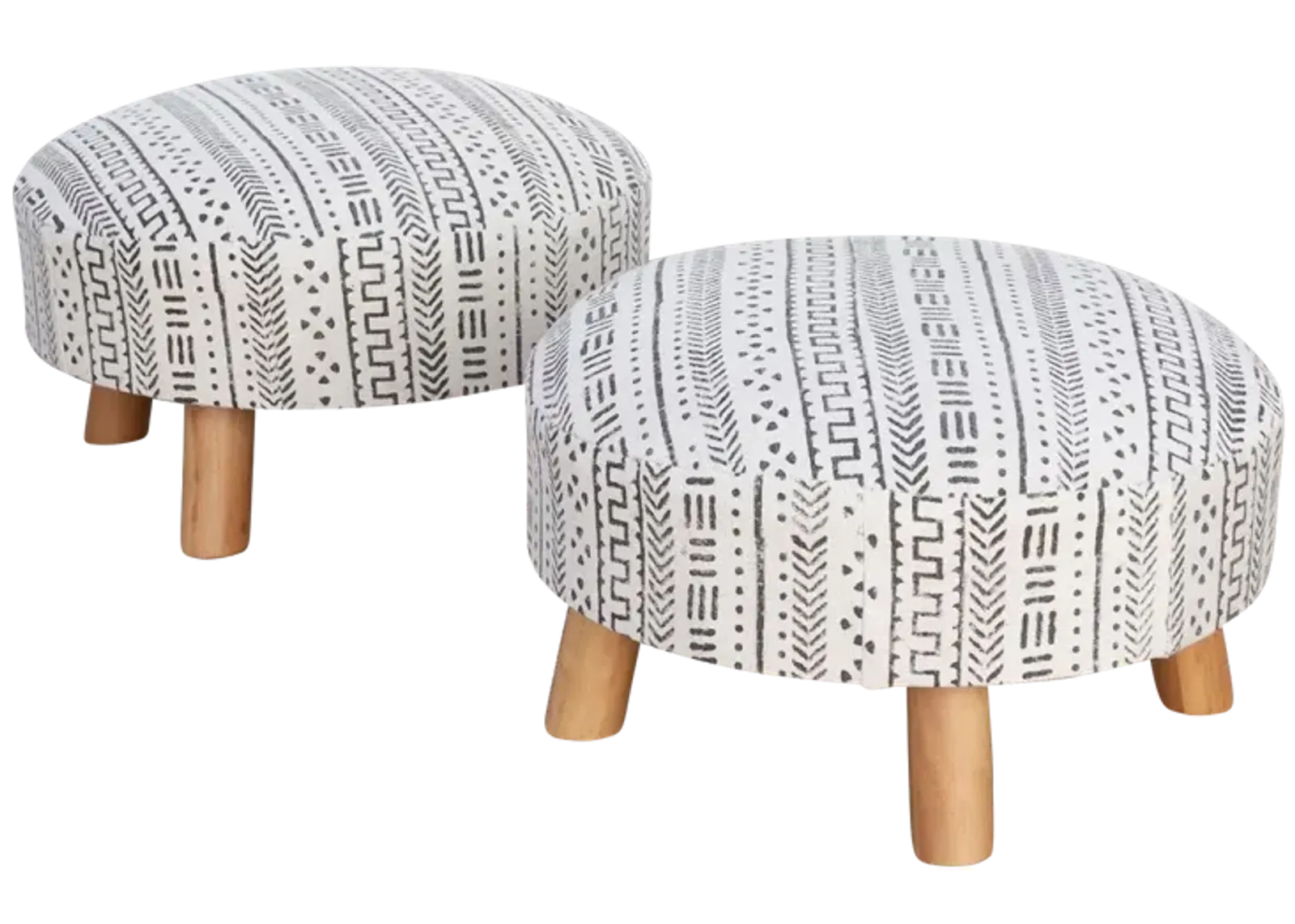 Pair of White & Black Mudcloth Ottoman