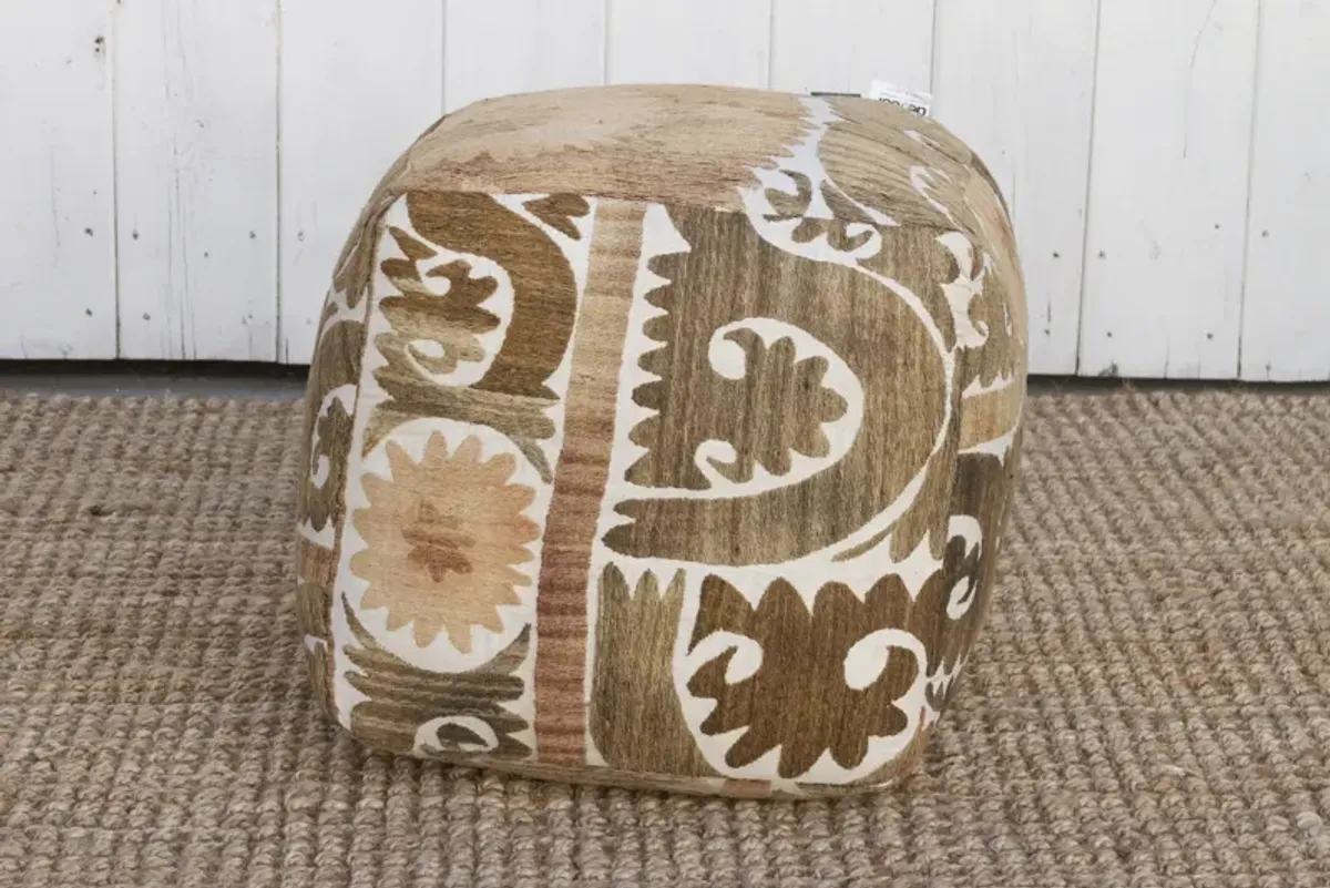 Almaty Antique Suzani Cube Ottoman - de-cor