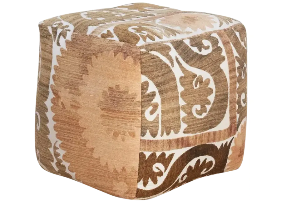 Almaty Antique Suzani Cube Ottoman