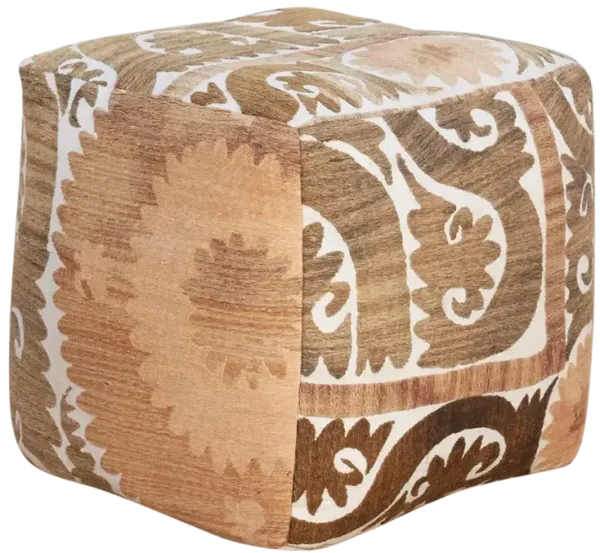 Almaty Antique Suzani Cube Ottoman - de-cor