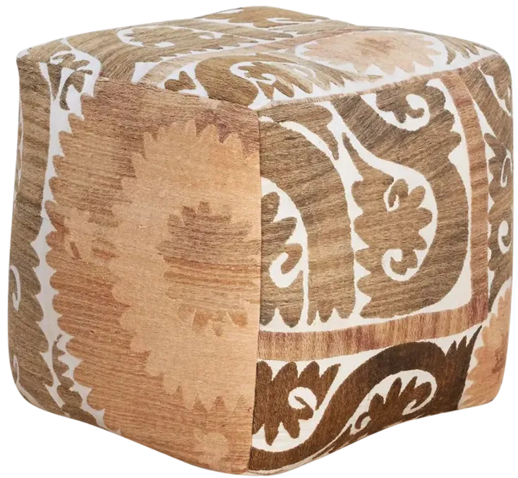 Almaty Antique Suzani Cube Ottoman