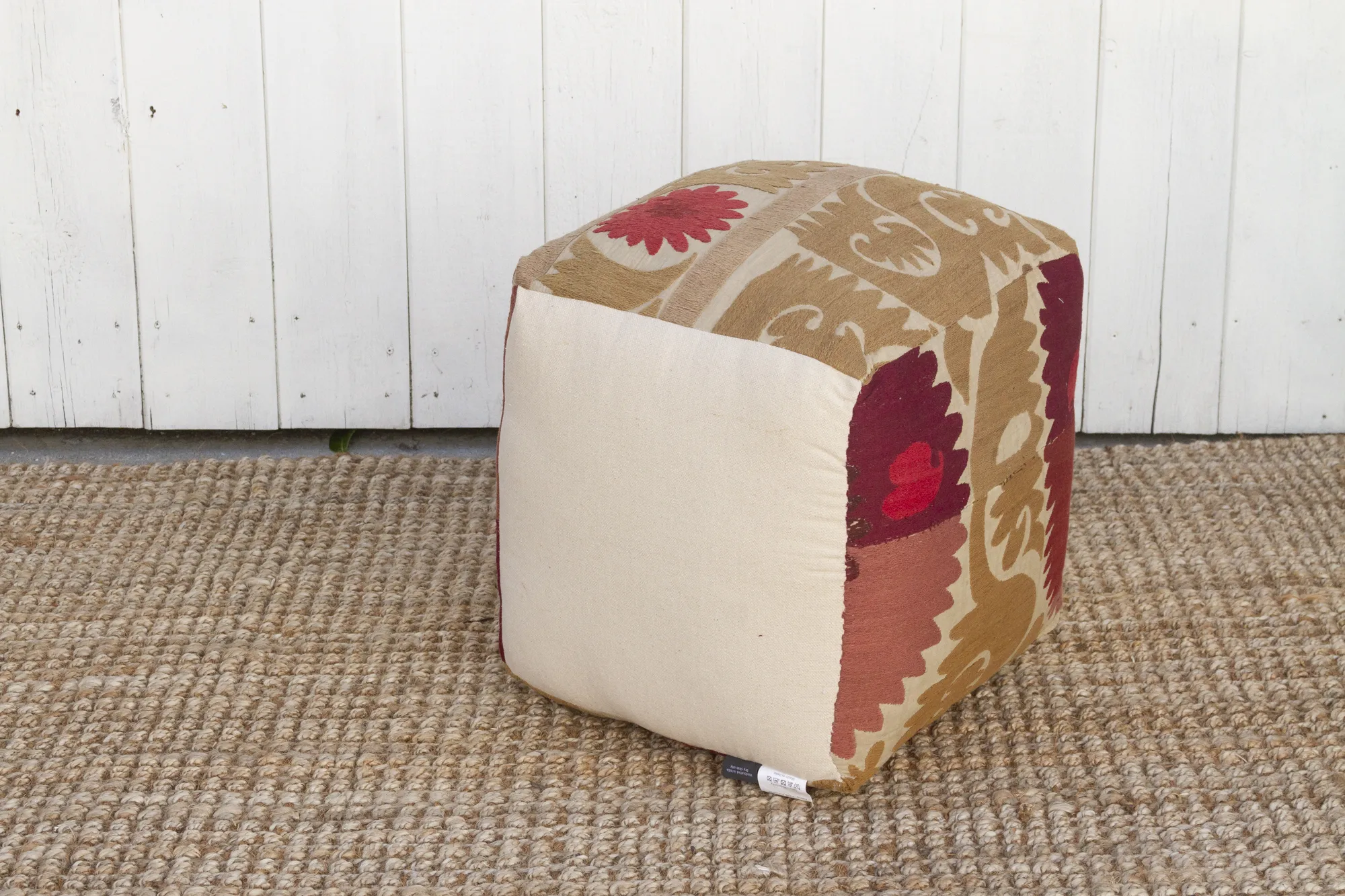 Raspberry Antique Suzani Cube Ottoman