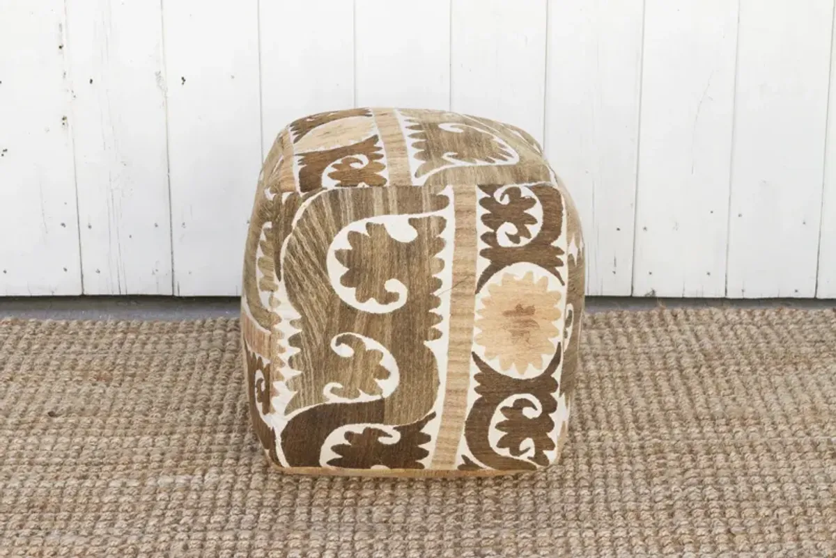 Karkara Antique Suzani Cube Ottoman - de-cor