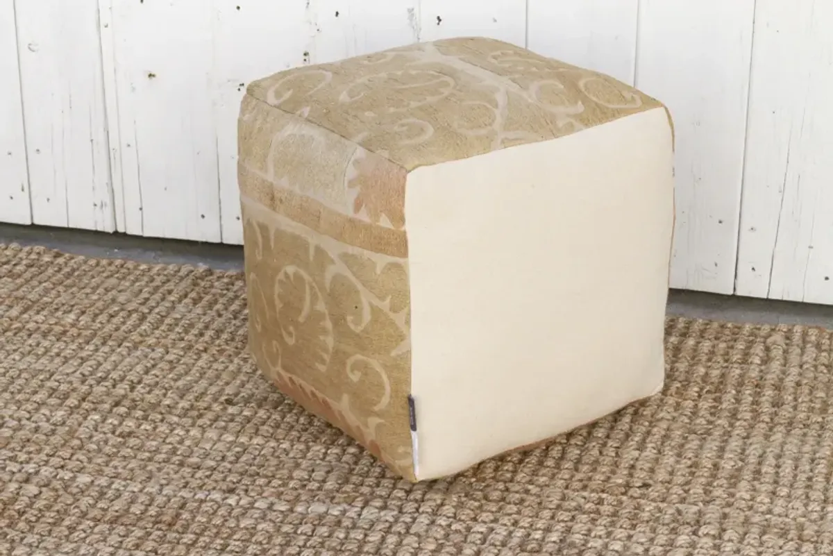 Jeti Antique Suzani Cube Ottoman - de-cor