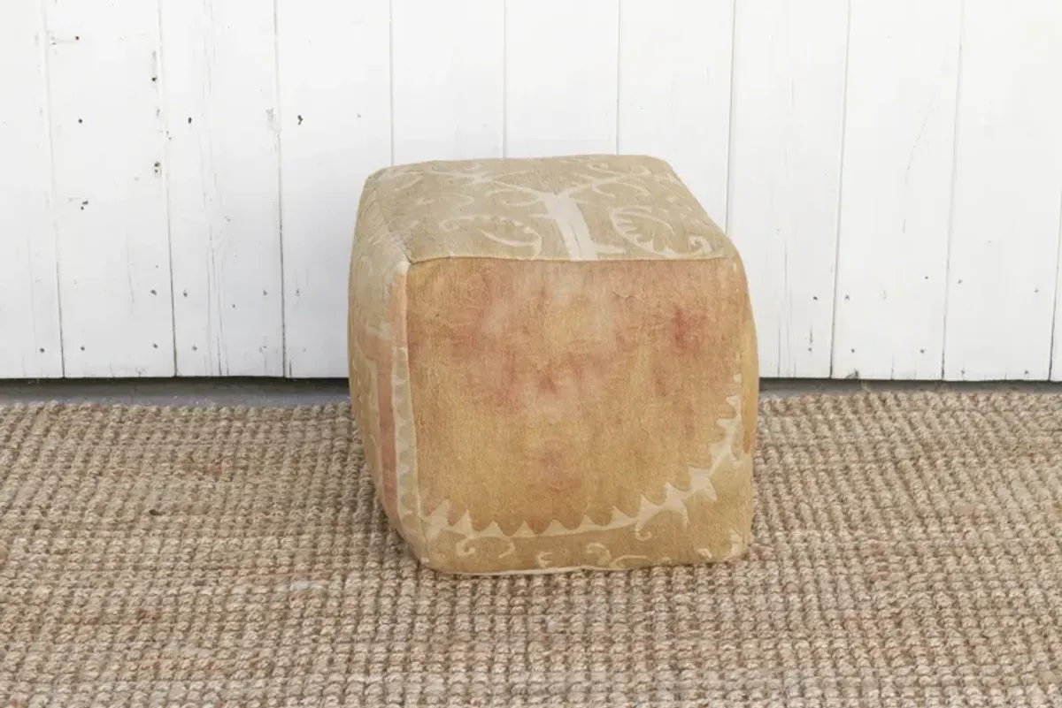 Ordo Antique Suzani Cube Ottoman - de-cor