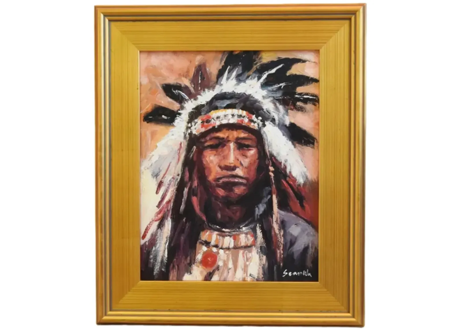 Native American Indian Portrait Painting - Brown