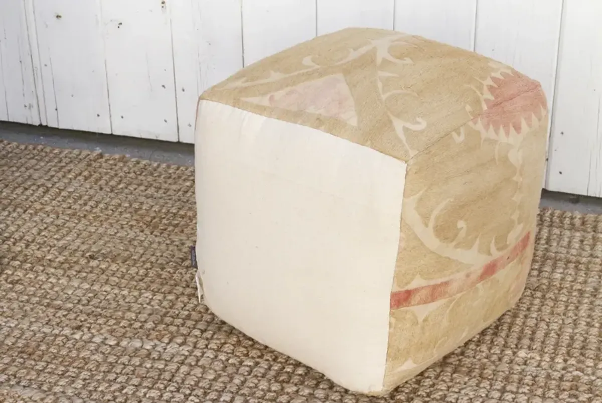 Chaek Antique Suzani Cube Ottoman