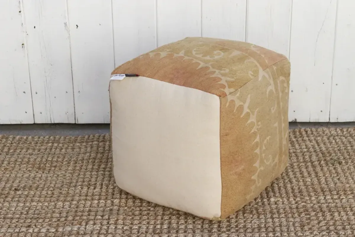 Bishkek Antique Suzani Cube Ottoman - de-cor