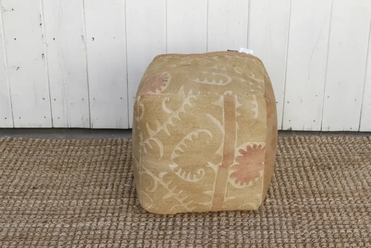 Bishkek Antique Suzani Cube Ottoman - de-cor