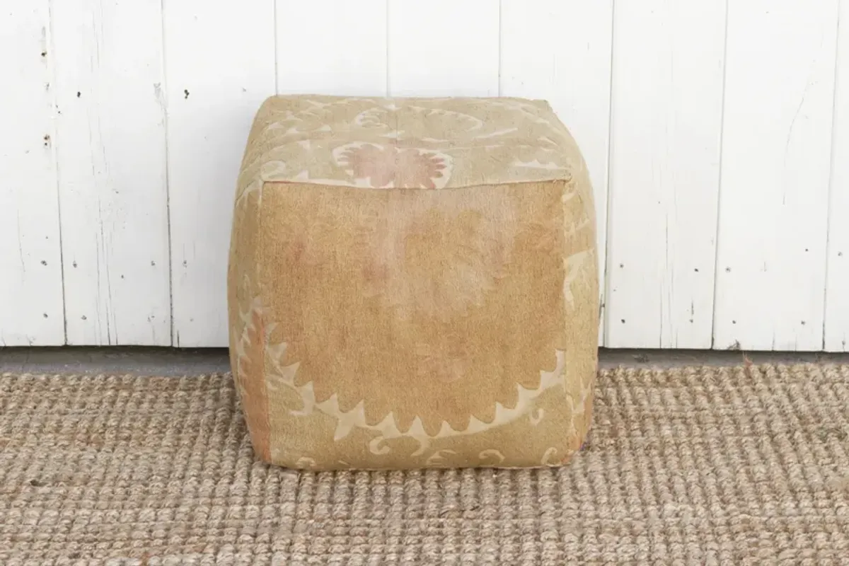 Bishkek Antique Suzani Cube Ottoman