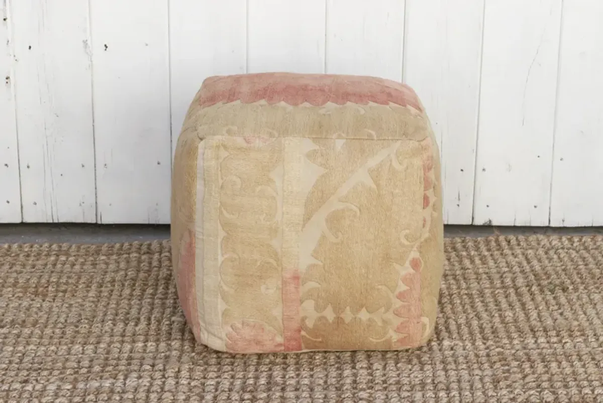 Osh Antique Suzani Cube Ottoman