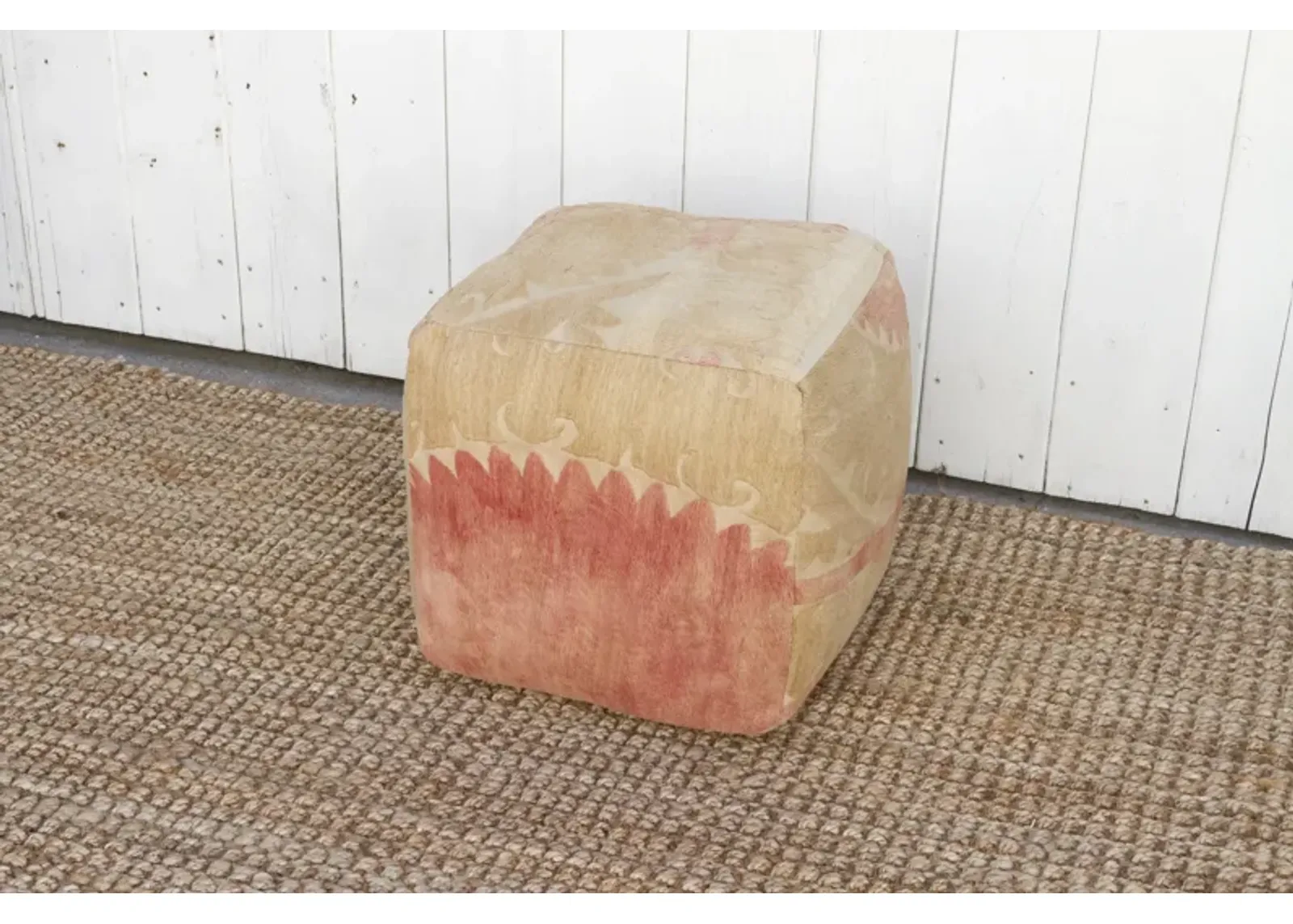 Osh Antique Suzani Cube Ottoman