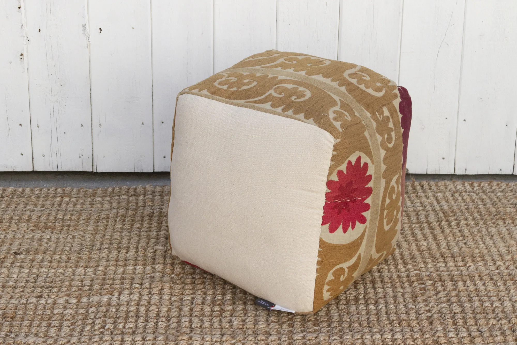 Sariya Antique Suzani Cube Ottoman