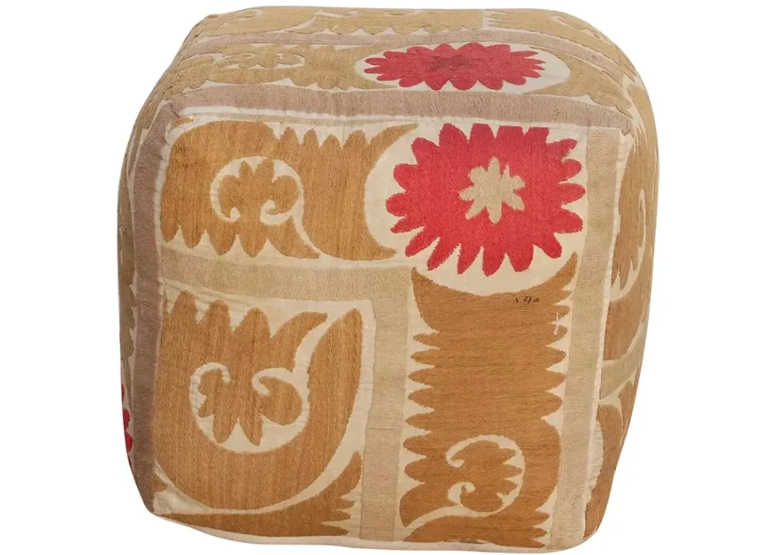 Sariya Antique Suzani Cube Ottoman