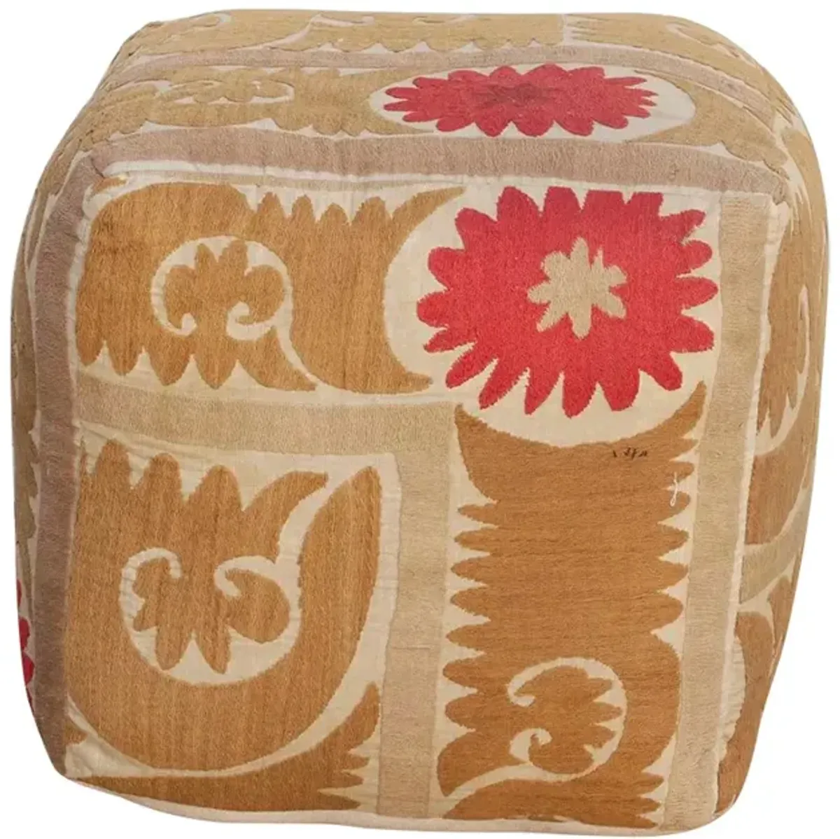 Sariya Antique Suzani Cube Ottoman