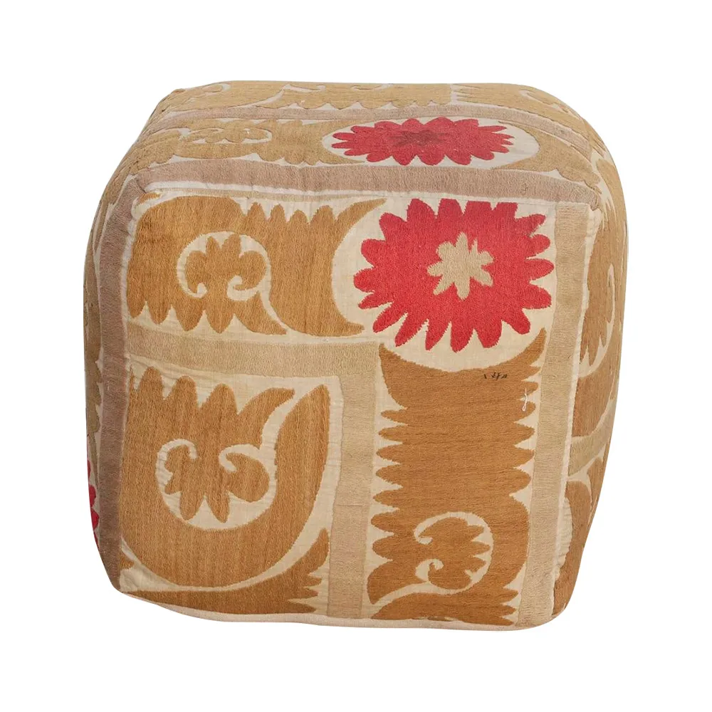 Sariya Antique Suzani Cube Ottoman