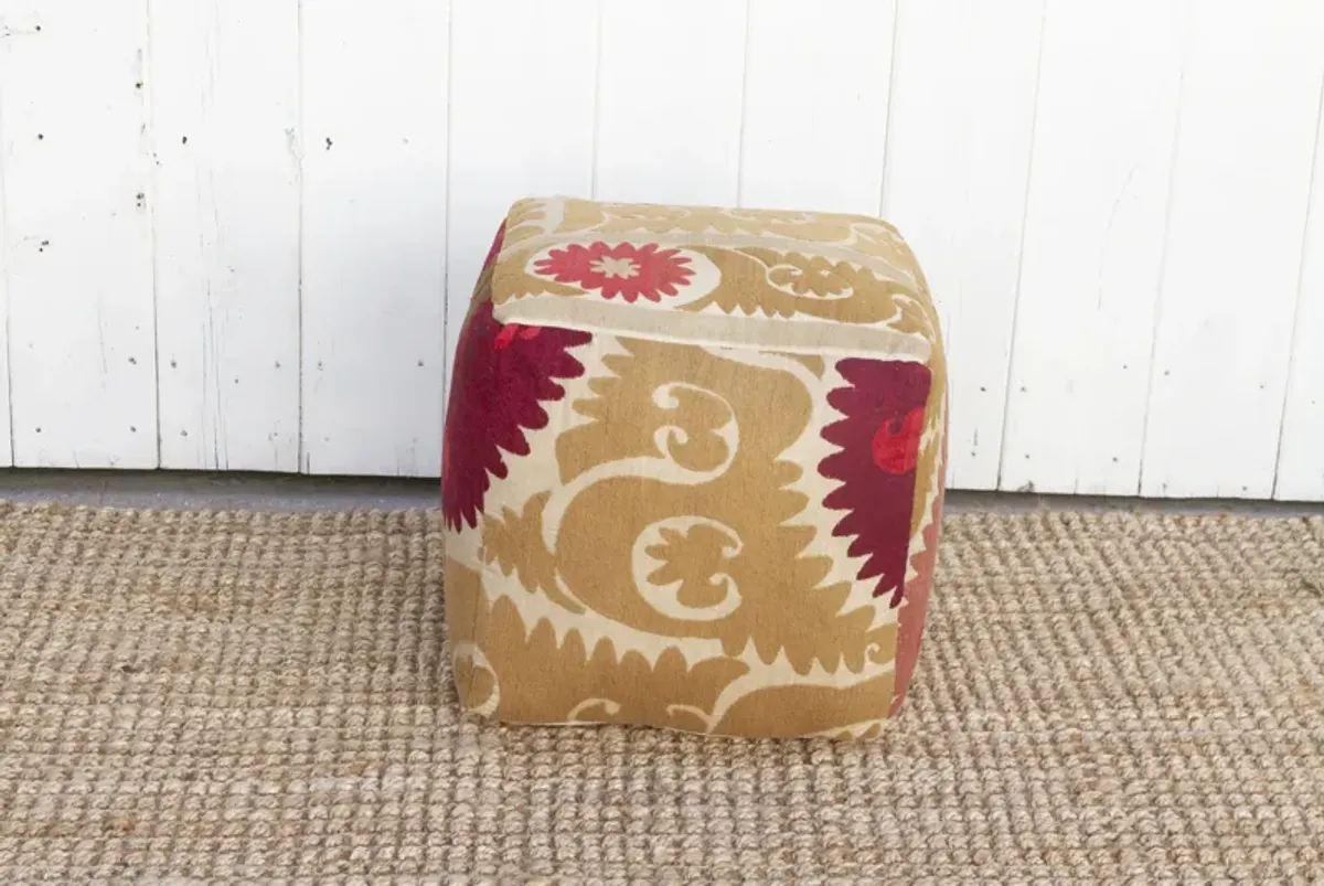 Mohira Antique Suzani Cube Ottoman