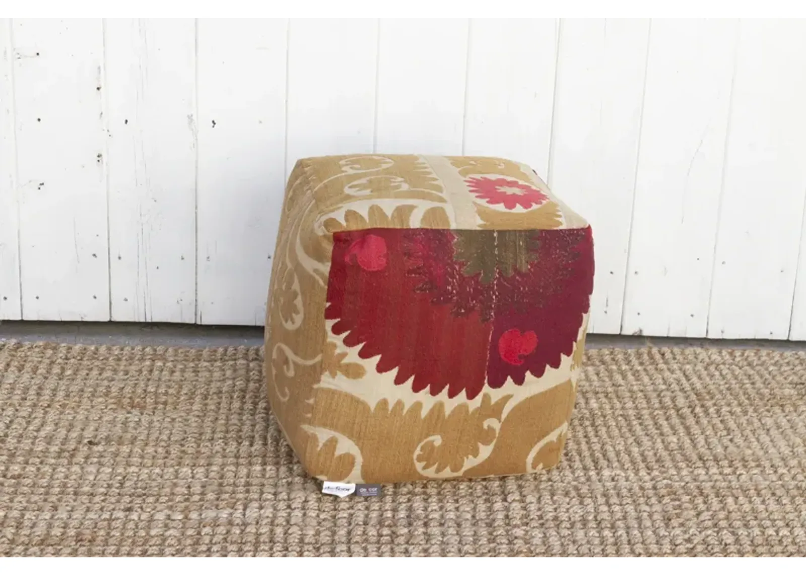 Mohira Antique Suzani Cube Ottoman