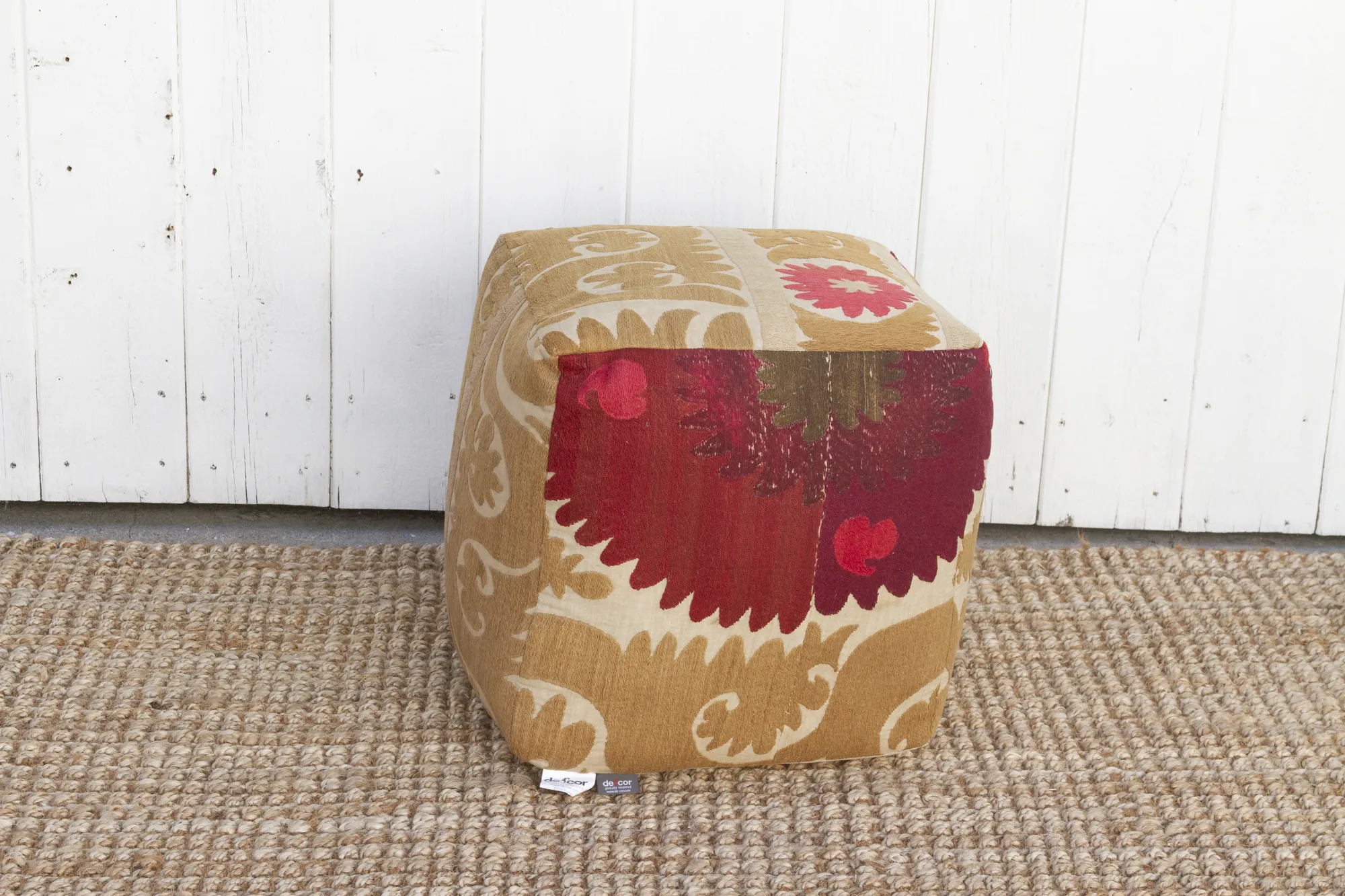 Mohira Antique Suzani Cube Ottoman