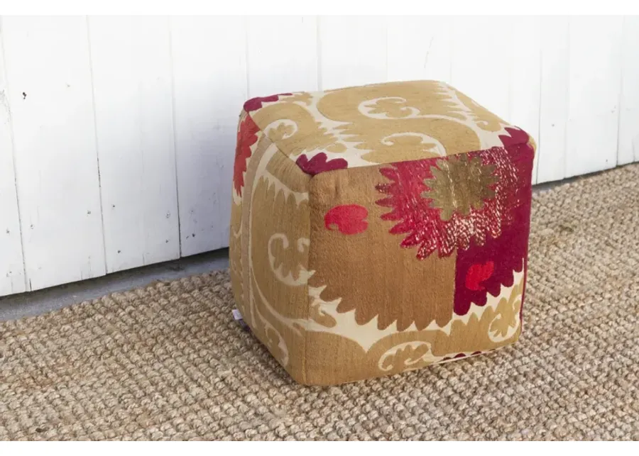 Gulnora Antique Suzani Cube Ottoman