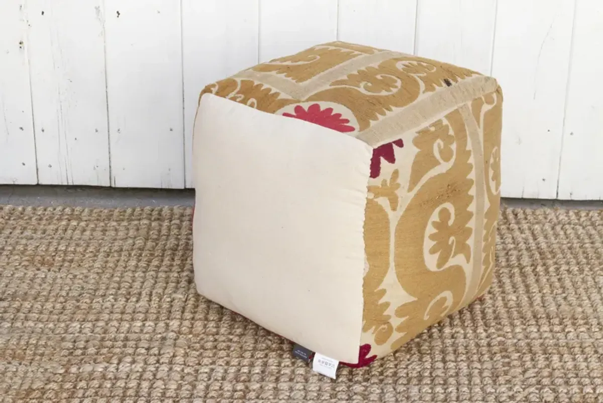 Shirin Antique Suzani Cube Ottoman