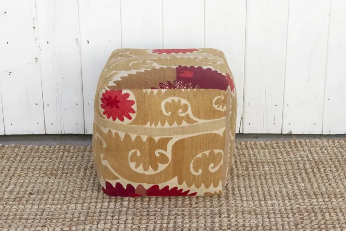 Shirin Antique Suzani Cube Ottoman