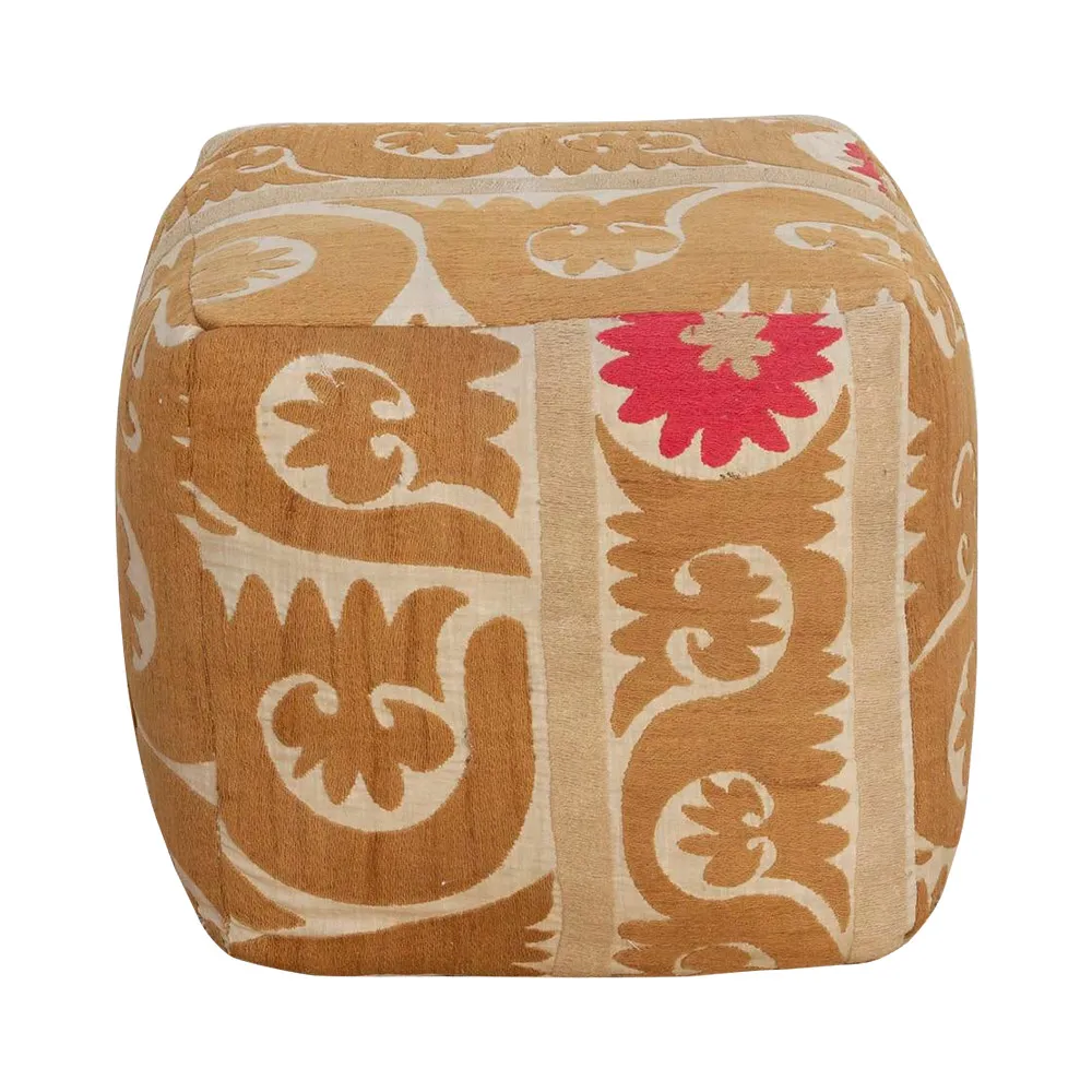 Zebo Antique Suzani Cube Ottoman