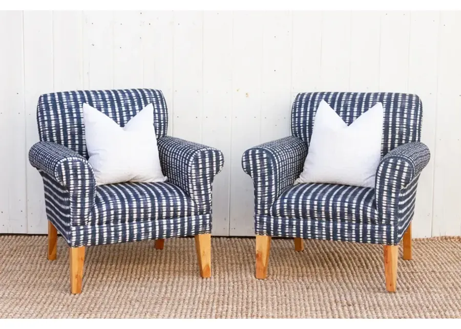 Pair of Indigo Bergere Club Chairs