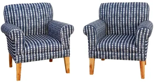 Pair of Indigo Bergere Club Chairs - de-cor