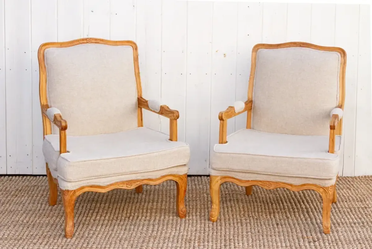 Pair of French Upholstered Arm Chair