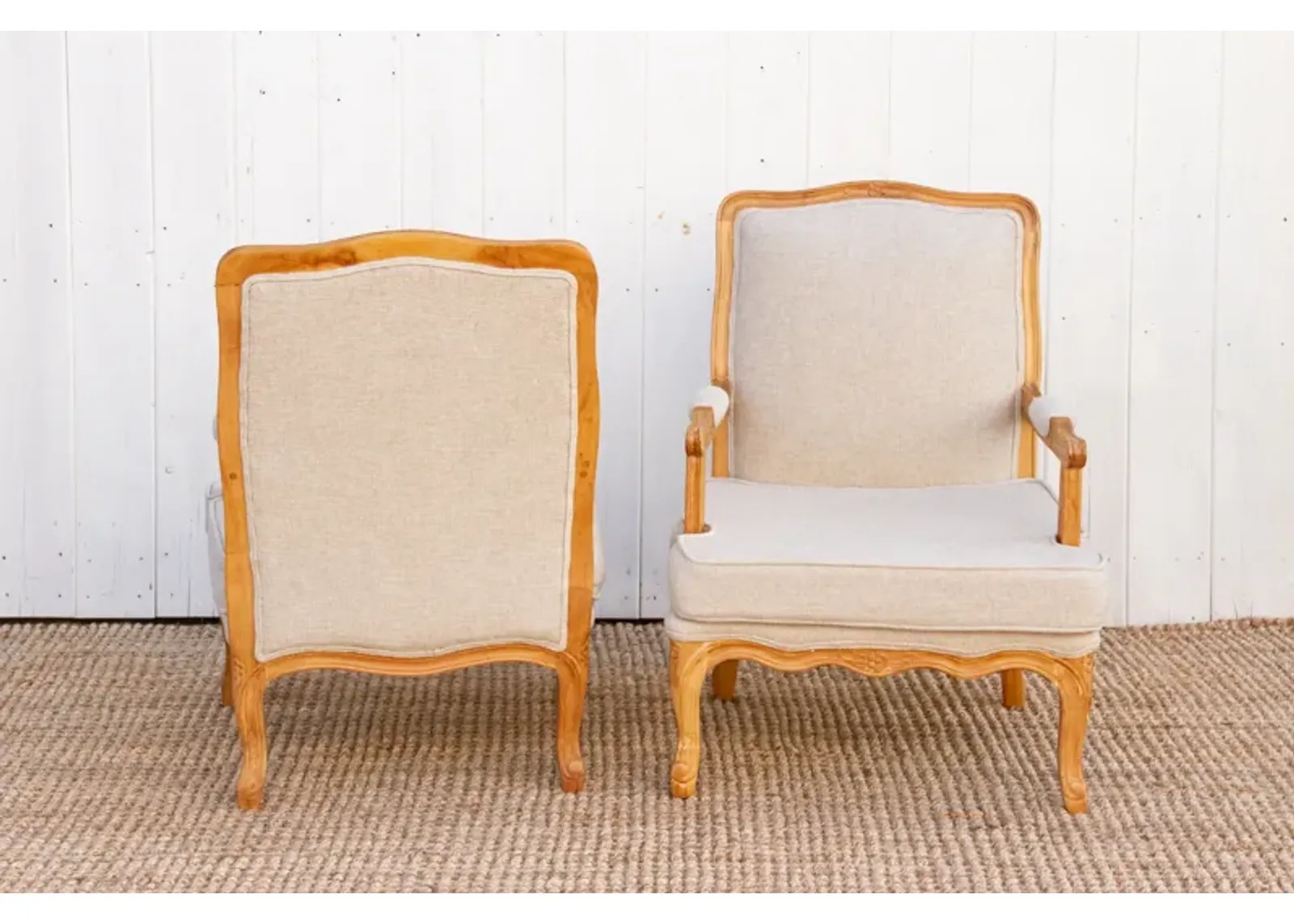 Pair of French Upholstered Arm Chair